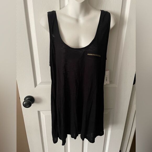 🆕 ANA A New Approach Swing Tank Top High Low Hem Beaded Front Black size 1X - Picture 1 of 7